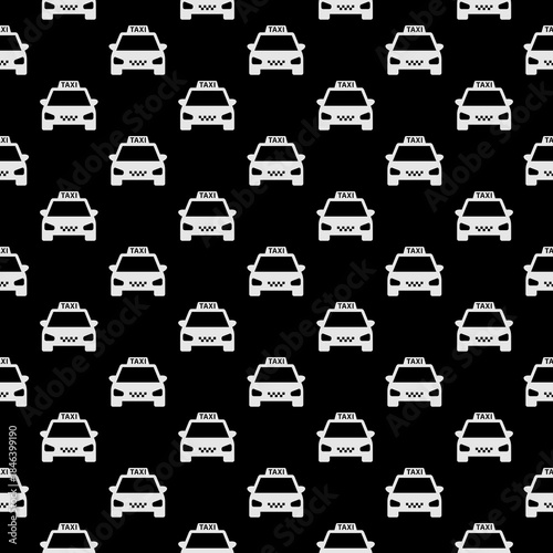 Taxi simple car seamless pattern isolated on black background