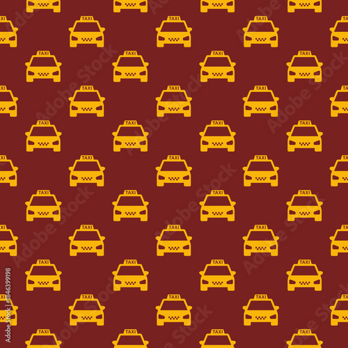 Taxi simple car seamless pattern isolated on color background