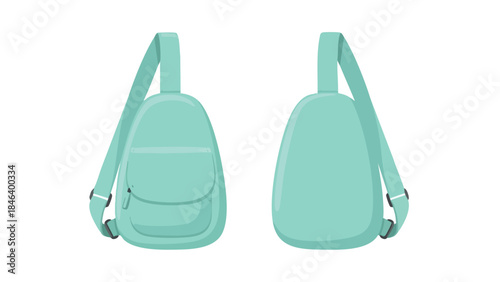 Mint Sling Bag Illustration with adjustable strap, suitable for outdoor activities or daily use and can be used as promotional material