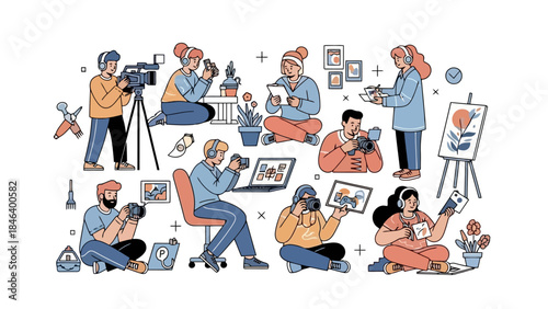 Creative Professionals Engaged in Various Artistic and Technological Hobbies