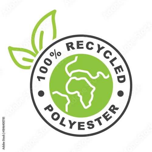 100% recycled polyester vector, icon, sticker.