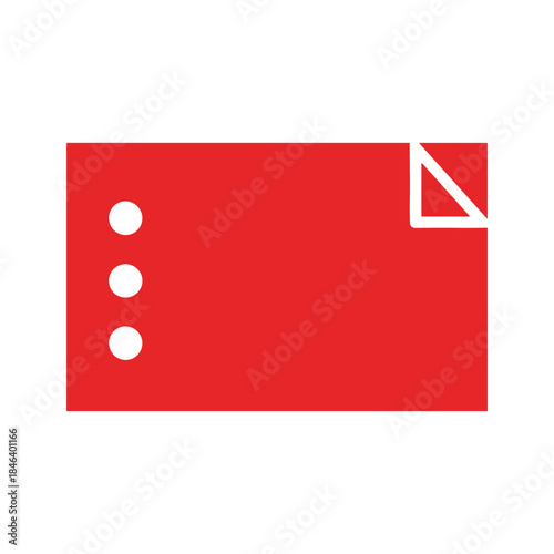 Red ticket icon with three dots and folded corner