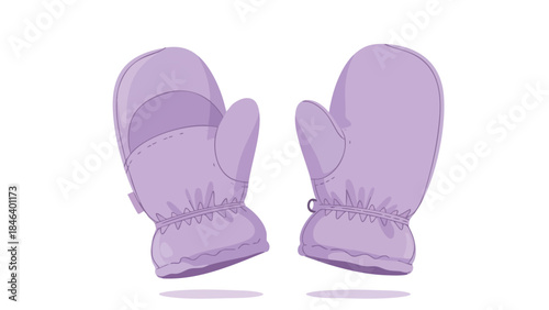 Delicate lilac winter mittens protecting against the cold created digitally for backgrounds, vectors and design work, isolated on white background