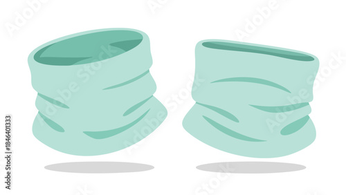 Minimalist aqua-hued neck gaiter illustration showcasing flexible wear for protection and versatile style, perfect for diverse outdoor activities