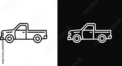 truck editable vector illustration side view monochrome symbol