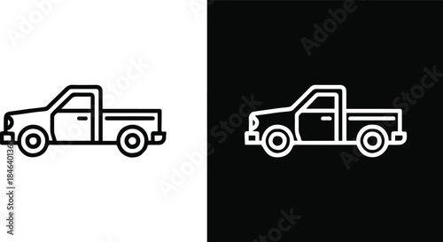truck silhouette two tone inversion icon set for layout use