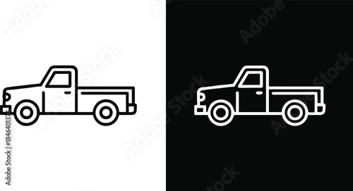 truck outline vector side profile minimal graphic design element