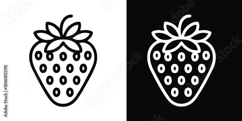 strawberry flat icon minimal outline set for web app and print