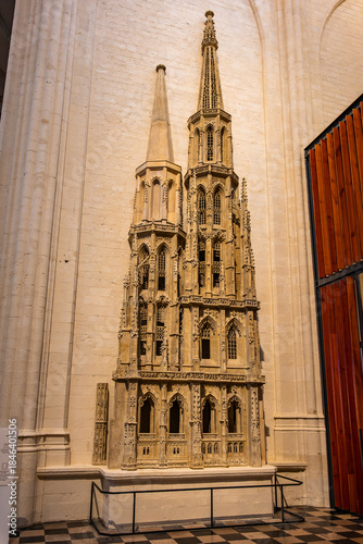 Gothic scale model of Saint Peters Church tower in Leuven