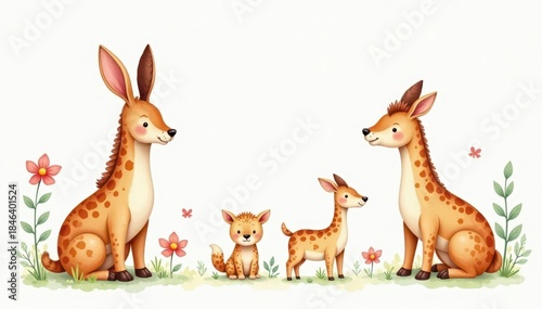 Delicate, minimal watercolor animal sketches Ideal for children's products , nature, pattern