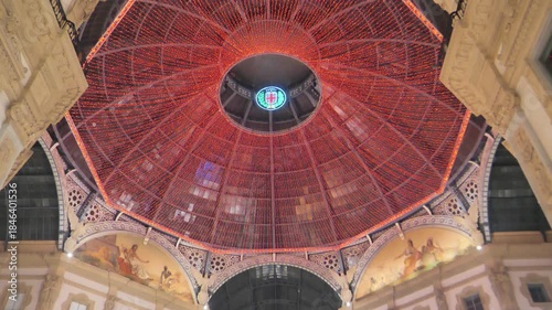  Christmas decorations in Vittorio Emanuele gallery Milan, Lombardy, Italy