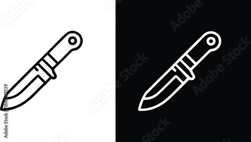 knife minimalist line art combat knife dual background contrast vector