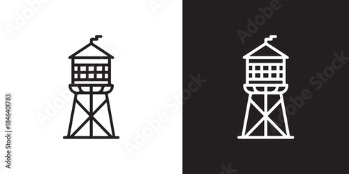 water tower engineering structure line art architectural symbol