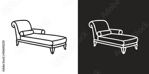 chaise lounge classic profile with pillow bolster and curved arm