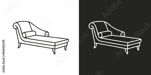 chaise lounge icon set dual color line art for furniture design