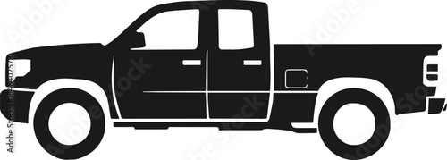 truck double cab pickup silhouette side view for transport