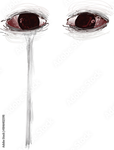 The monster's eyes with tears