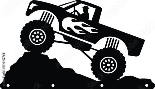 truck lifted off road pickup with large tires vector illustration