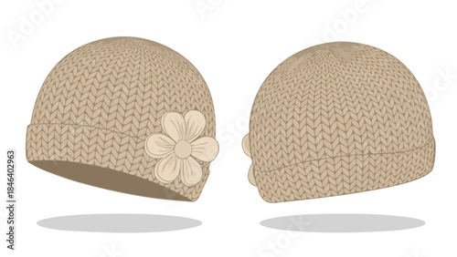 Charming Knitted Beanie Hat with Delicate Floral Embellishment for Stylish and Cozy Headwear Options and Fashionable Comfort