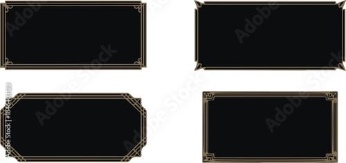 frame art deco gold corner vector border set for invitation