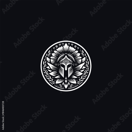 Spartan flower logo style icon design template vector illustration