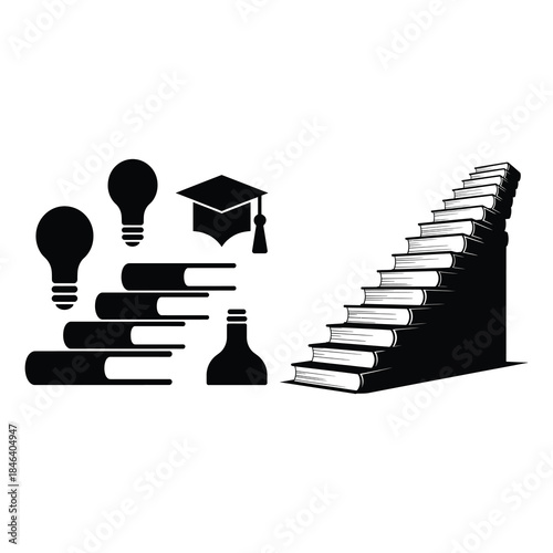 Staircase Built from Books stacked staircase. 