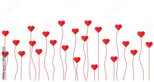 Red heart border valentine’s day banner with Red hearts background