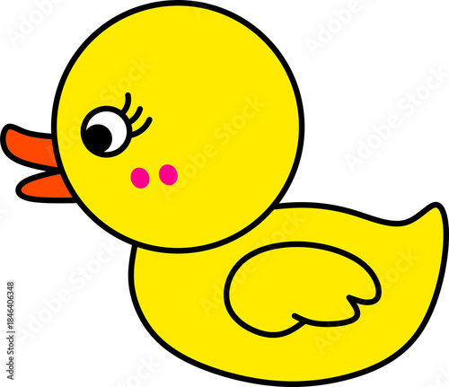 Cute Yellow Cartoon Duckling Character