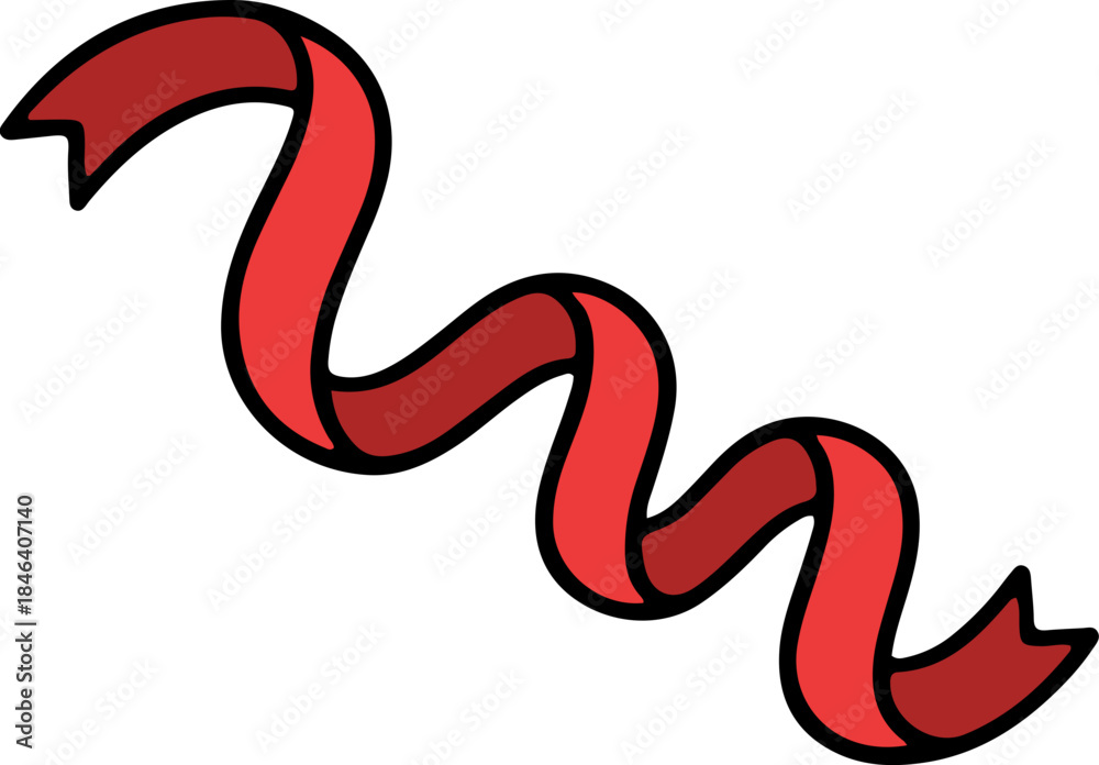 Fototapeta premium Wavy Red Ribbon Design Element for Festive Promotions