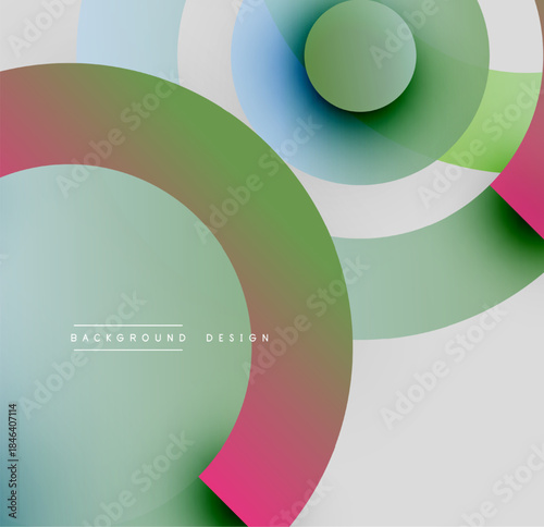 Abstract circles overlap, creating vibrant color gradients. Modern design with soft hues, simple shapes, clean aesthetic.