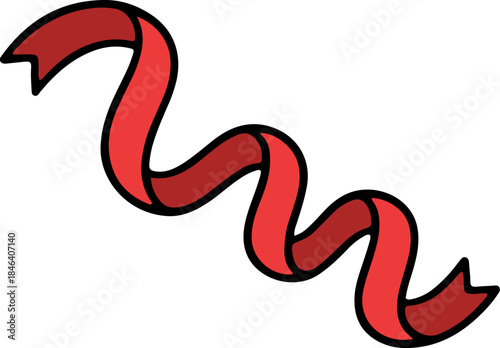 Wavy Red Ribbon Design Element for Festive Promotions