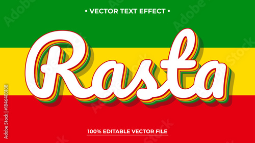 Vibrant Rasta text effect on colorful background for design