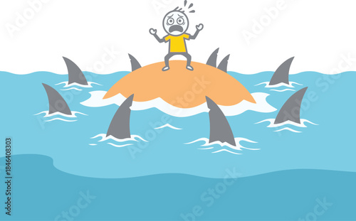 Colorful cartoon illustration of a surfer riding a wave with playful sea creatures surrounding them in a vibrant ocean