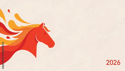 Colorful Horse Head Illustration for 2026 Design.