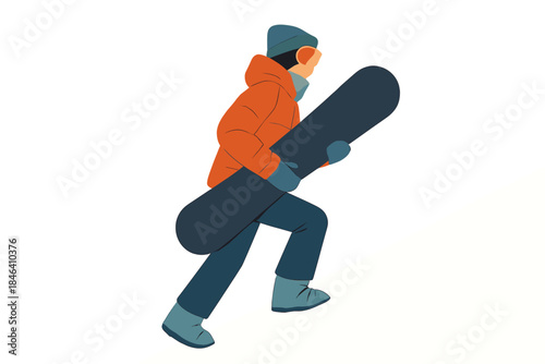 A snowboarder ascending the slope in a winter leisure sport setting