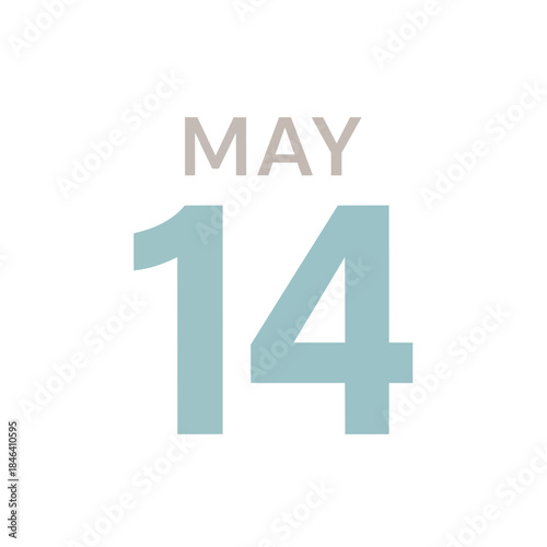 Modern calendar date marker displaying fourteenth of May in subtle tones perfect for scheduling digital events
