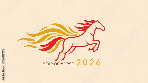 Dynamic Illustration of a Running Horse for 2026 Year of the Horse.