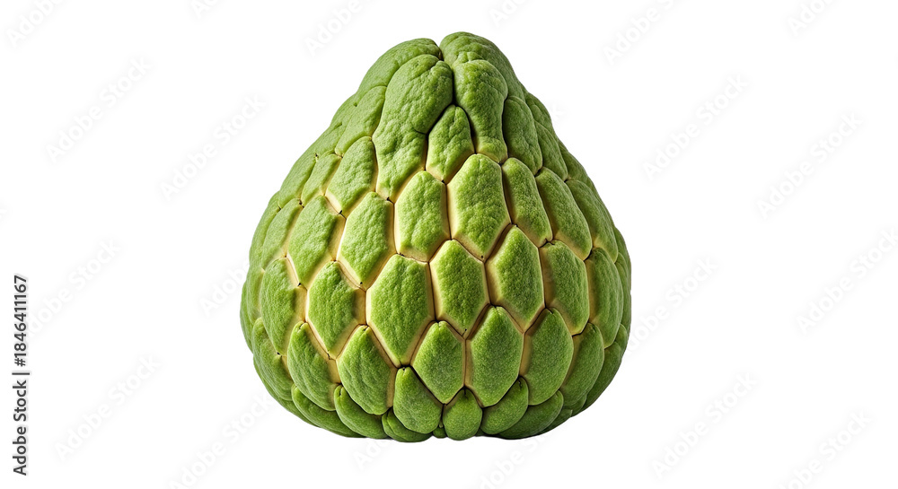 Obraz premium Whole Green Spiky Fruit with Unique Hexagonal Texture Exotic Botanical