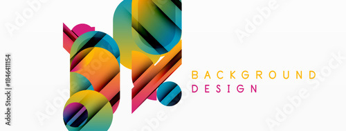 Abstract colorful shapes overlap, creating dynamic visual effect. Modern design suitable for backgrounds, presentations. Bright hues dominate composition.