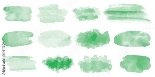 Spring green watercolor stains vector elements