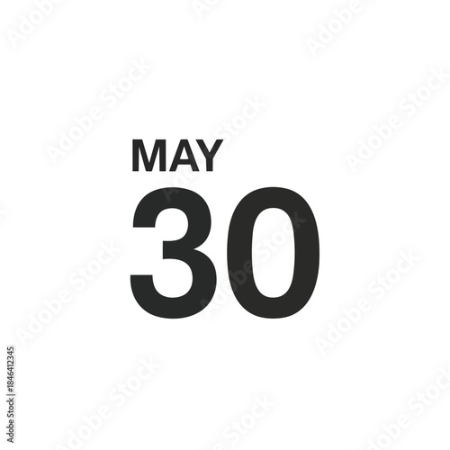 Simple graphic representation of May 30th date, ideal for planners, events, and reminders