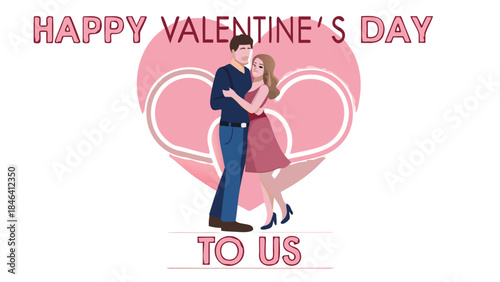 Couple sharing a cozy hug in front of a glowing heart shaped neon on valentine's day