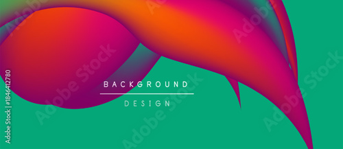 Abstract fluid shapes, vibrant colors blend. Background design features smooth gradients, dynamic composition. Modern aesthetic, visually appealing.