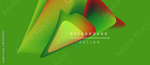 Abstract fluid shapes over vibrant green backdrop. Modern design elements create dynamic visual impact. Text reads background design.