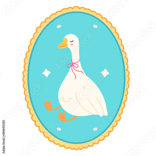 Cartoon Goose in Frame Illustration