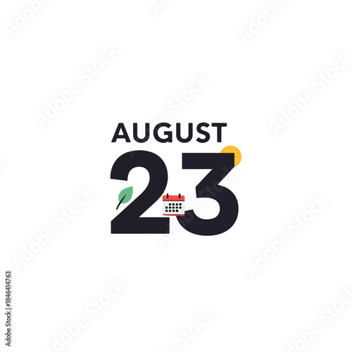 Clean vector illustration marking August 23, perfect for calendar reminders and event tracking