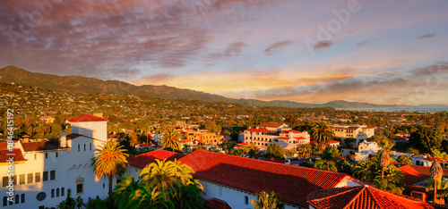 Photos Wide view of Santa Barbara at sunset from the courthouse tower