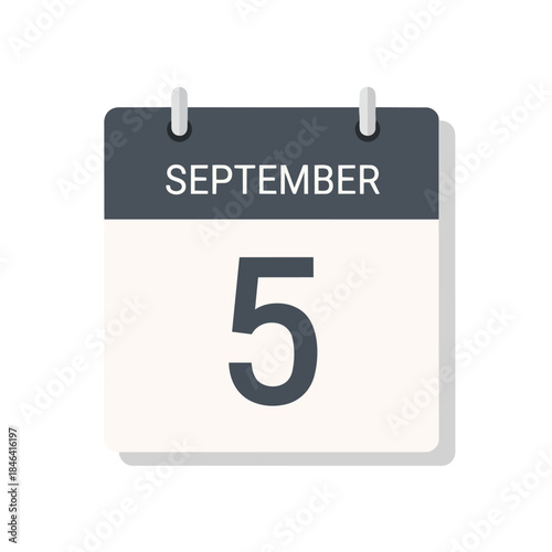 Minimalist digital calendar icon displaying the fifth day of September, perfect for clear scheduling, event planning, and precise date tracking