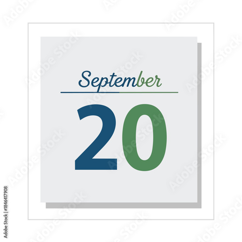 Contemporary calendar icon marking September 20, perfect for digital event planning and reminders