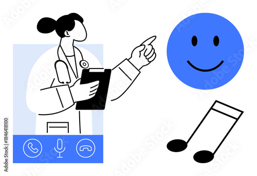 Telemedicine concept. Telemedicine with doctor consultation, communication tools, and cheerful smile motif. Telemedicine transforming healthcare via online consultations. For healthcare, technology